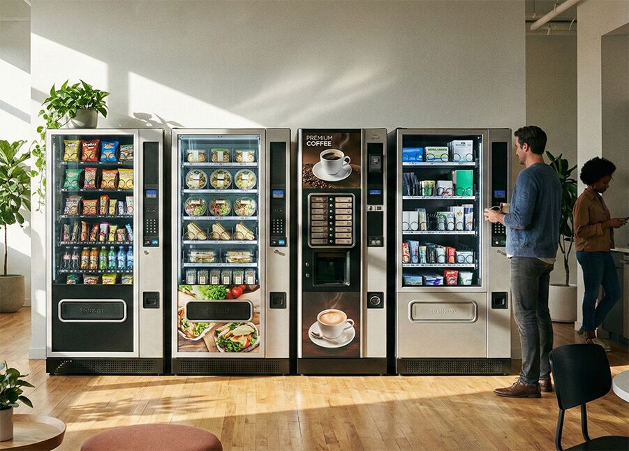 three vending machines side by side